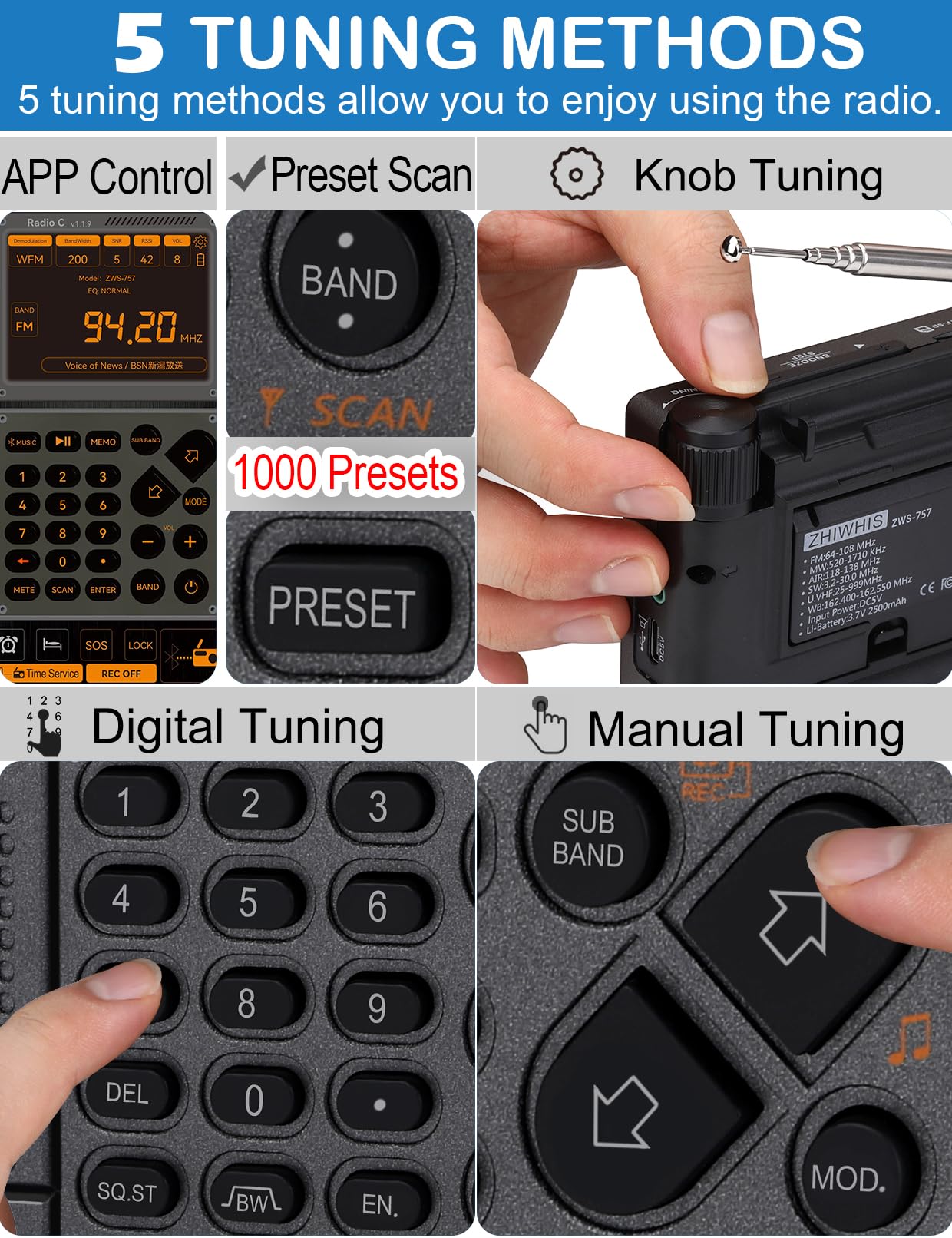 Amazon.com: ZHIWHIS Shortwave Radio with APP Control and Antenna